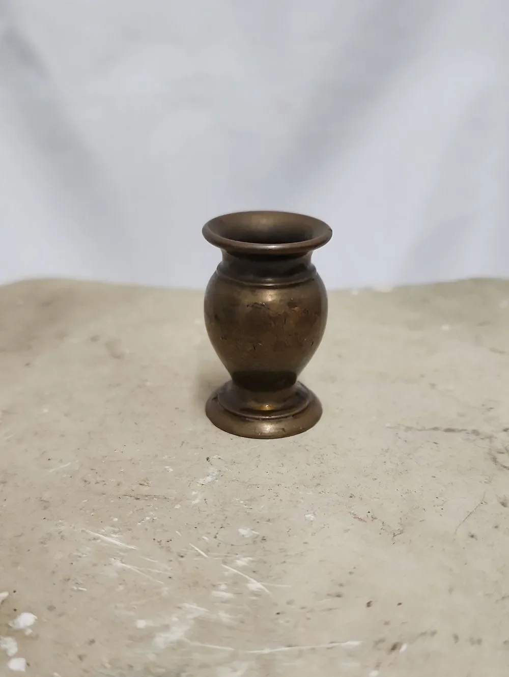 Vintage Mini Tarnished Brass Vase Vessel